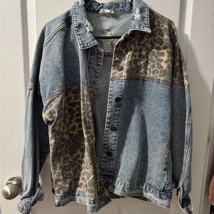 Leopard Print Denim Jacket